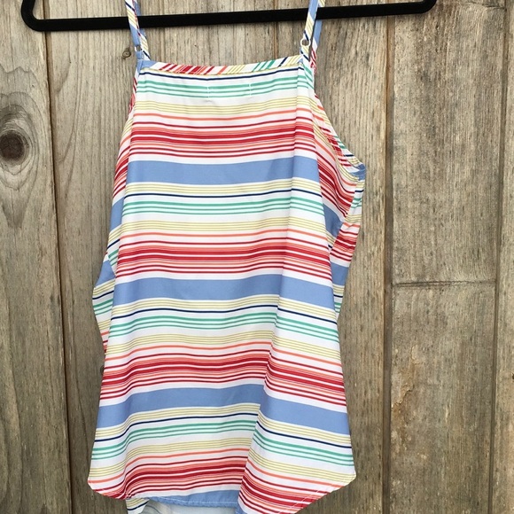 Faded Glory Striped Sleeveless Spaghetti Strap Tank Top Medium - Picture 1 of 7